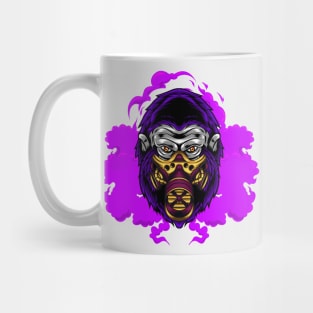 Gorilla with Gas Mask Illustration Mug